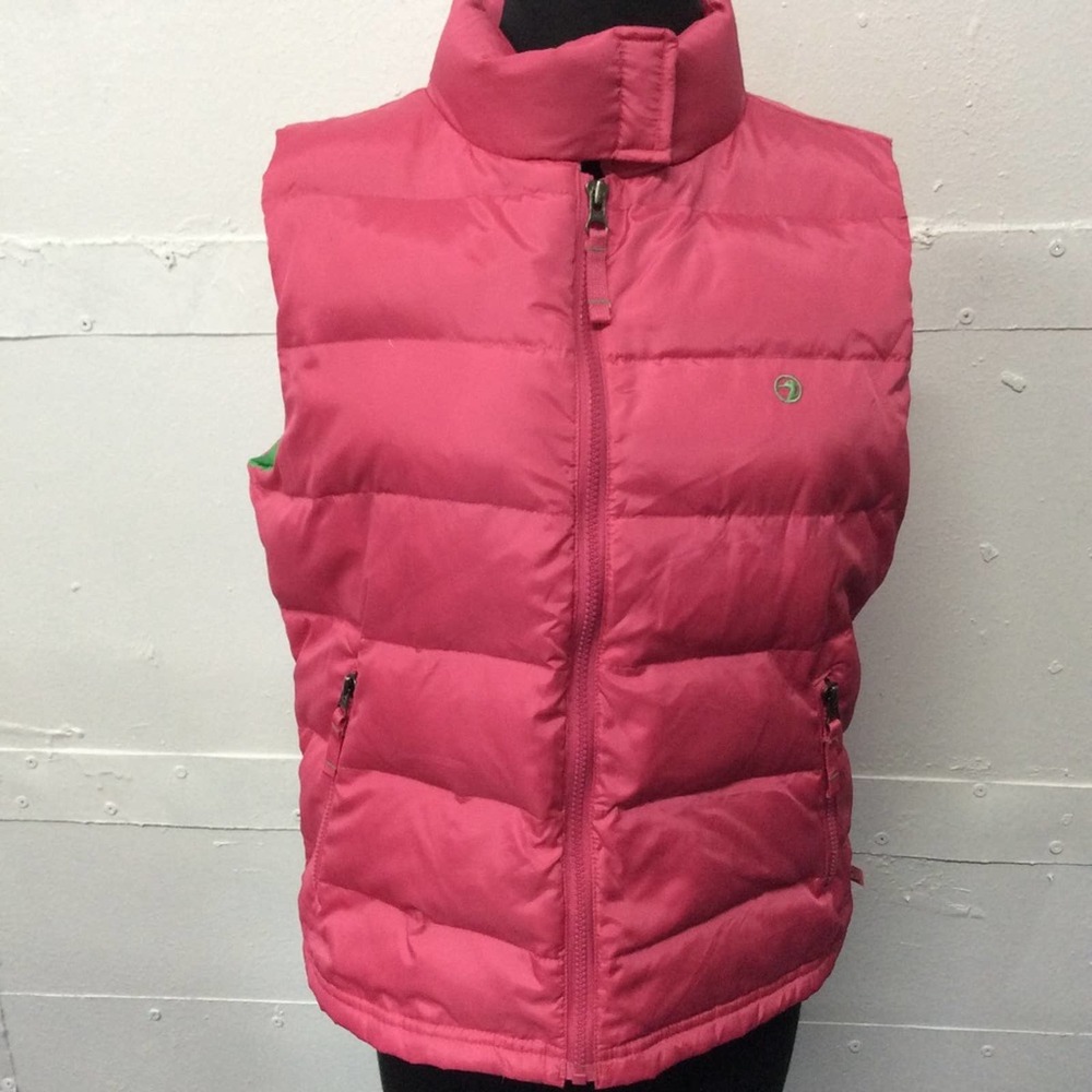 Duck Head Large Puffer Vest Pink Green Full Zip
